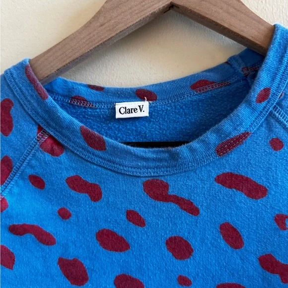 Clare V Blue and Red Jag women’s Sweatshirt - Picture 3 of 5
